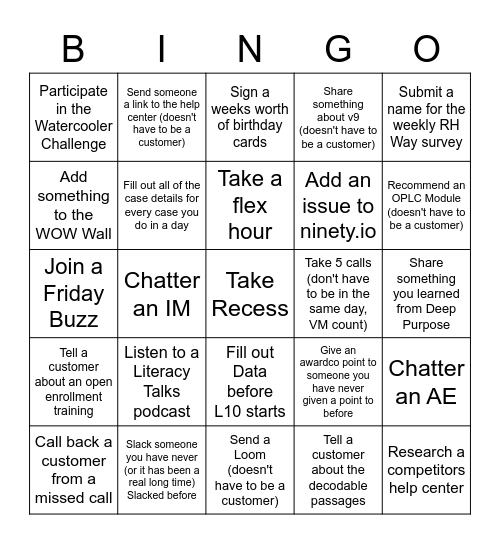 PSS June Bingo Card