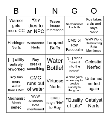 June 2023 Balance Patch Preview Bingo Card