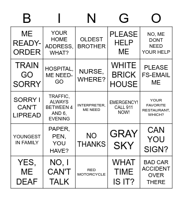 ASL 2 COURSE WRAP UP Bingo Card