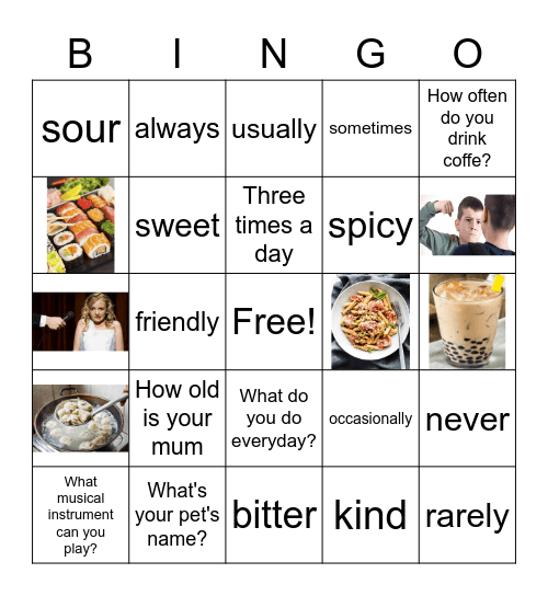 Descriptions Bingo Card