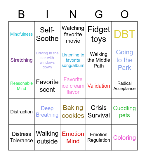 DBT Skills Bingo! Bingo Card