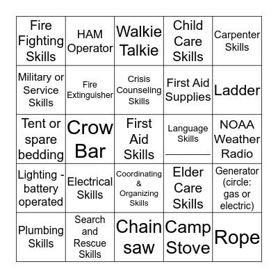 Cherbourg Court - Disaster Preparedness Bingo Card