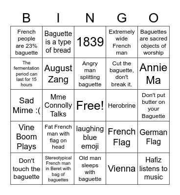 baguette (batu kham) Bingo Card