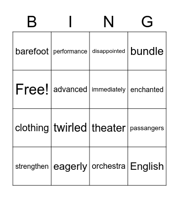 4° Lesson 1 Book 4 Bingo Card