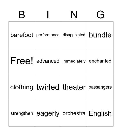 4° Lesson 1 Book 4 Bingo Card
