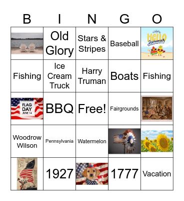 Flag Day/Summertime Bingo Card