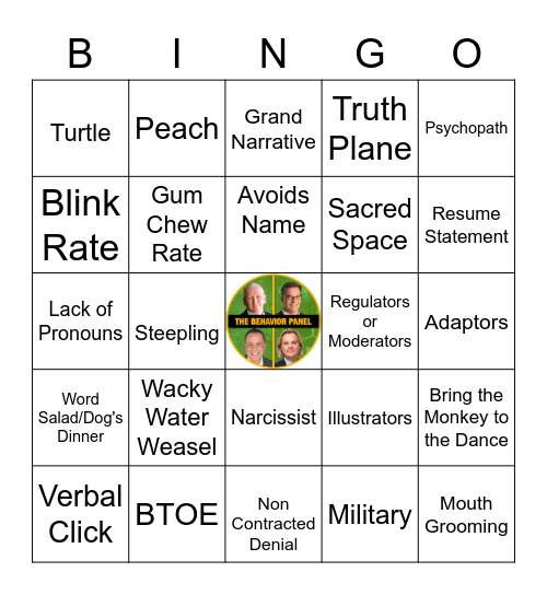 Behavior Panel Bingo Card