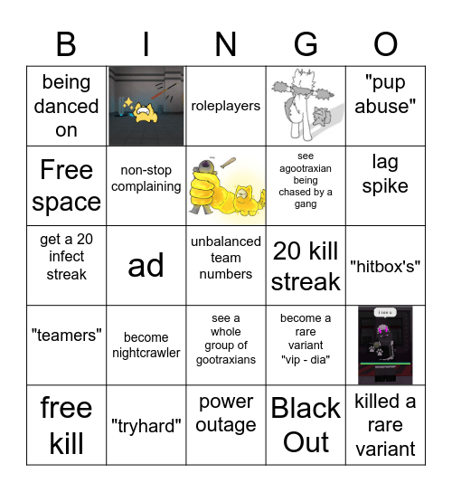 B        I       N      G      O Bingo Card