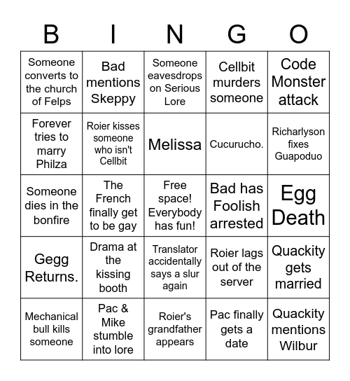 Festa Junina Bingo Card