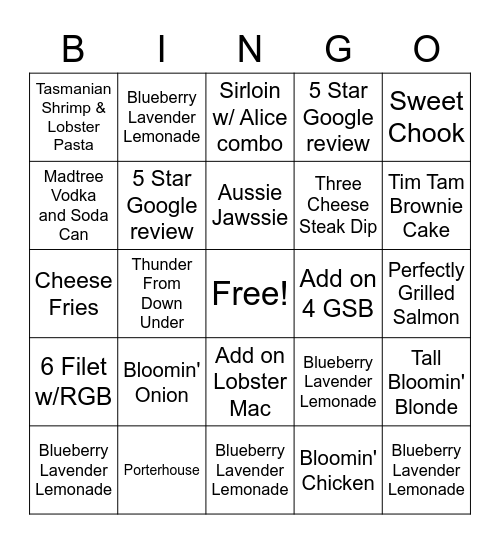 Dingo Bingo Card