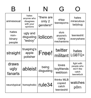 catchteenieping fan bingo Card