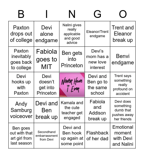 Never Have I Ever… Bingo Card