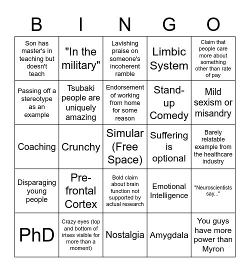 Corporate Compass Bingo Card