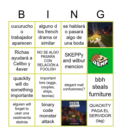 QSMP "FESTA JUNINA" Bingo Card