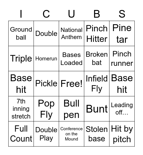 CSR Game Day Bingo Card