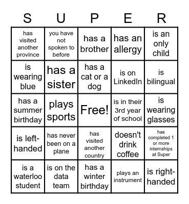 Find Someone Who ... Bingo Card