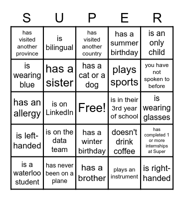 Find Someone Who ... Bingo Card