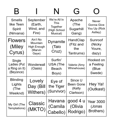 MUSIC BINGO Card