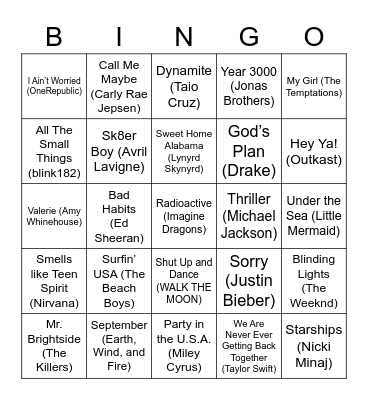 MUSIC BINGO Card