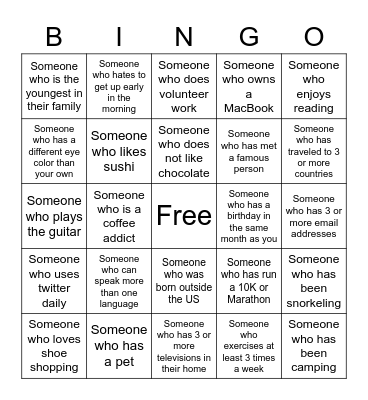 ICEBREAKER BINGO! Bingo Card