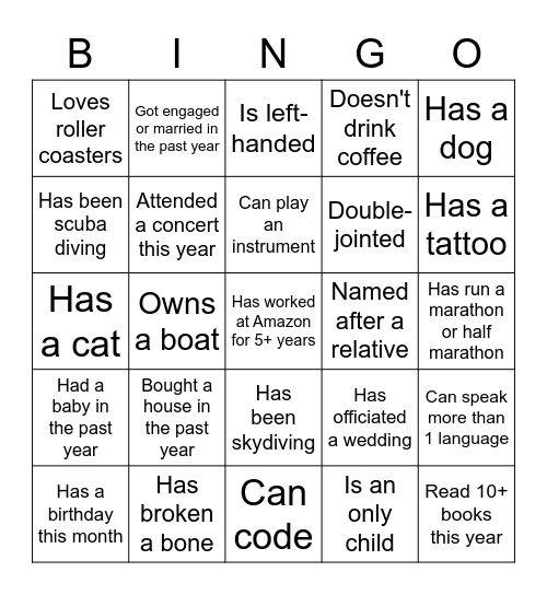 TM Bingo Card