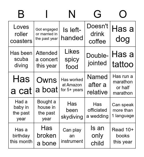 TM Bingo Card