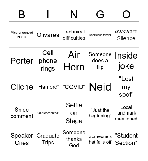 Graduation Bingo! Bingo Card