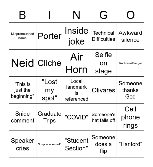 Graduation Bingo! Bingo Card