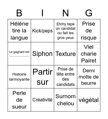 Top chef 2023 : la finale Bingo Card