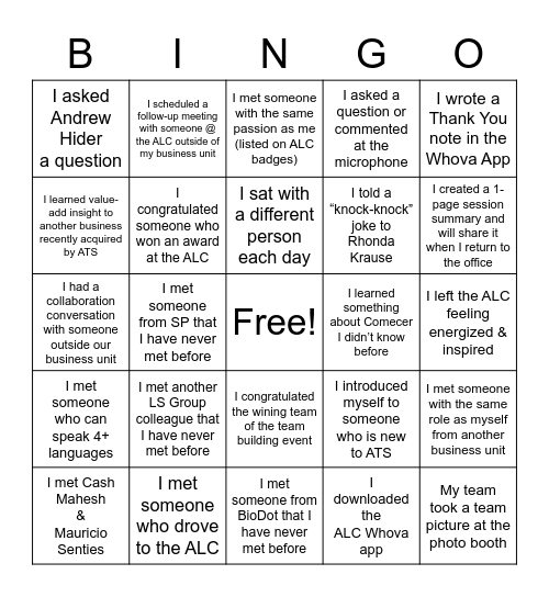 LS Systems - ALC Bingo! Bingo Card