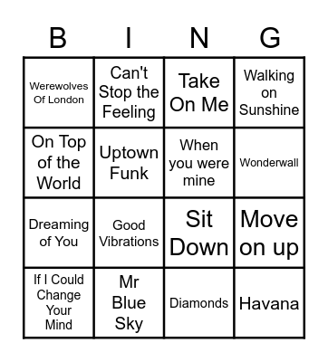 The Grand Sing Musical Bingo Card