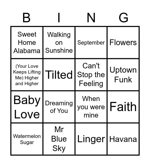 The Grand Sing Musical Bingo Card