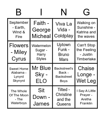 The Grand Sing Bingo! Bingo Card