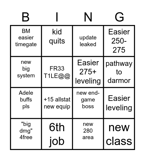 New Age Bingo Card
