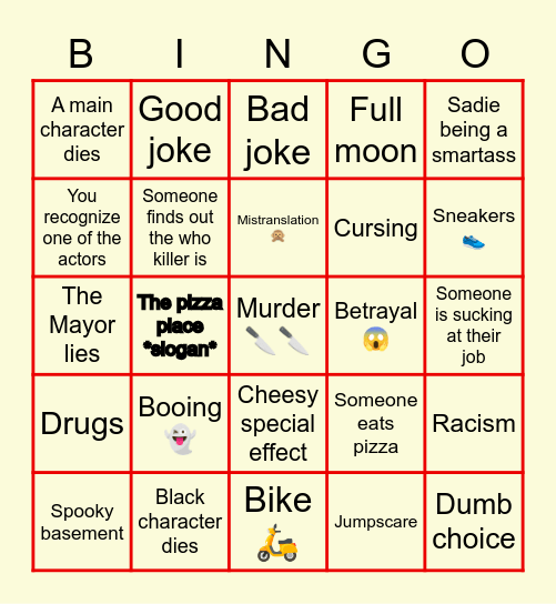 SLICE Bingo Card