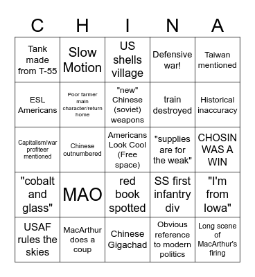 Bing Chilling Bingo Card