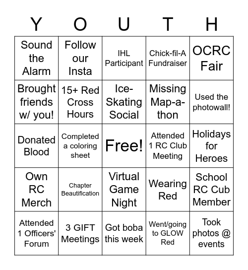 Red Cross Bingo Bingo Card Red cross bingo bingo card