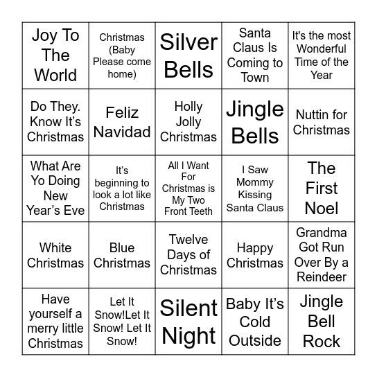 Christmas Singo Bingo Card