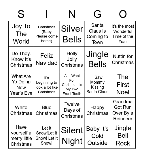 Oriole Gardens III Christmas Singo Bingo Card