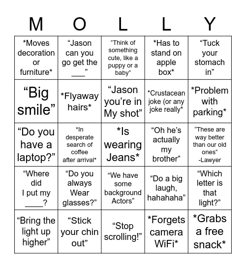 Molly Pan Photography Bingo Board, Lawyer Edition Bingo Card