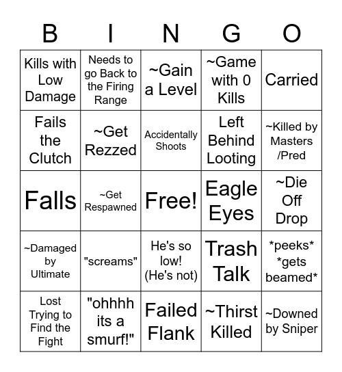 Drunk Apex Bingo (Charlie Edition) Bingo Card