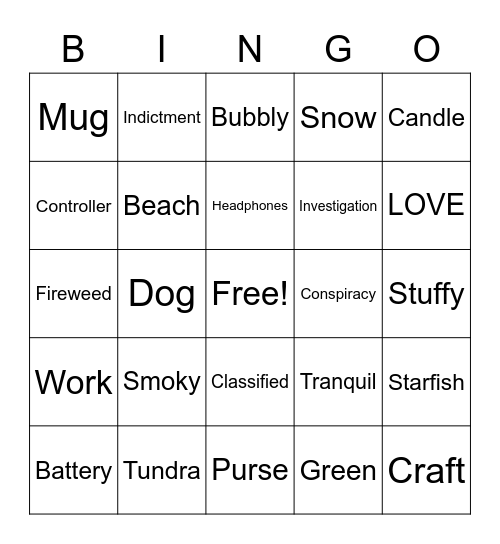Random Word Bingo - #1 Bingo Card