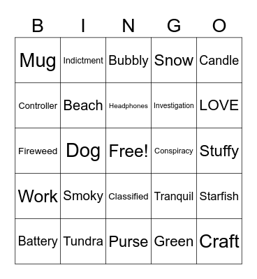 Random Word Bingo - #1 Bingo Card
