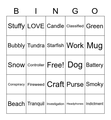 Random Word Bingo - #1 Bingo Card
