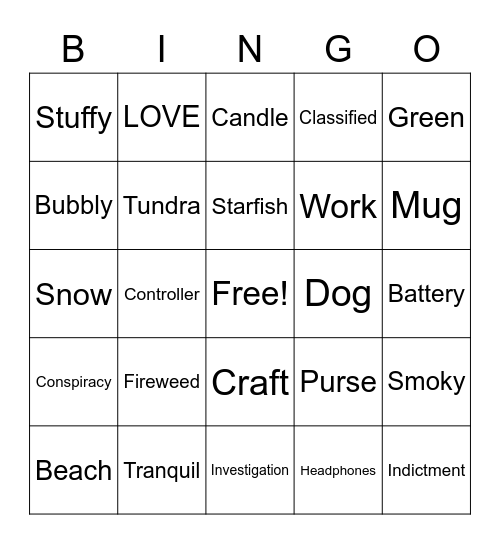 Random Word Bingo - #1 Bingo Card