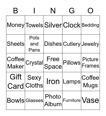 Gift Bingo Card