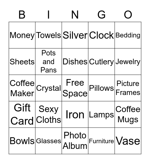 Gift Bingo Card