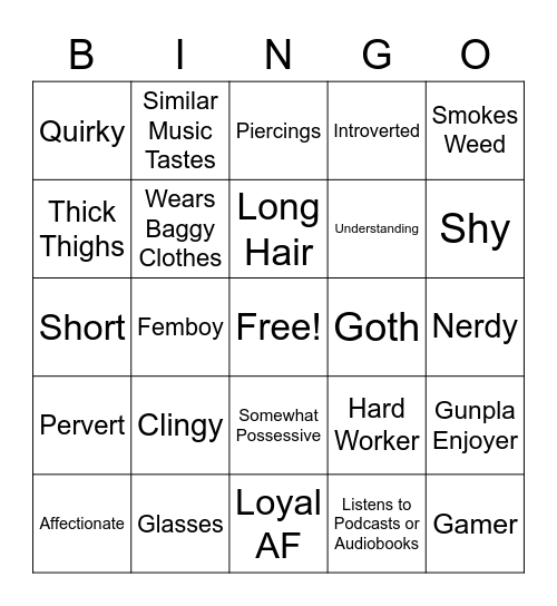 Shogo/Postal's Type Bingo Card