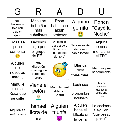 Bingo Graduación 👨‍🎓🎓👩‍🎓 Bingo Card