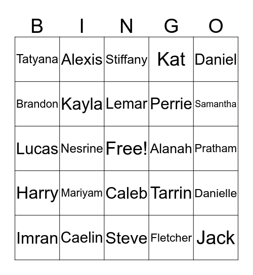 Class Bingo Card